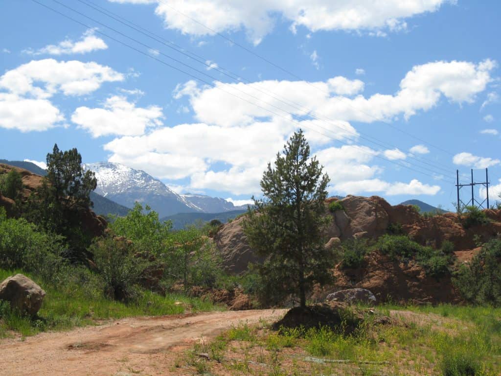 Rocky landscape with mountain and blue sky