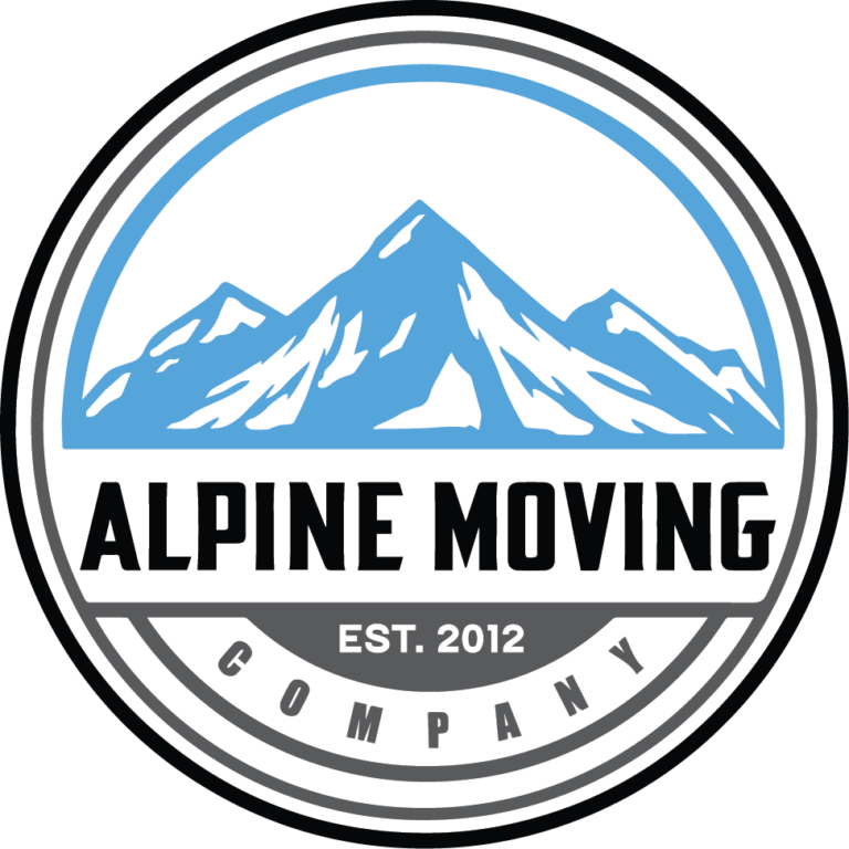 Alpine Moving Company logo with mountains, established 2012.