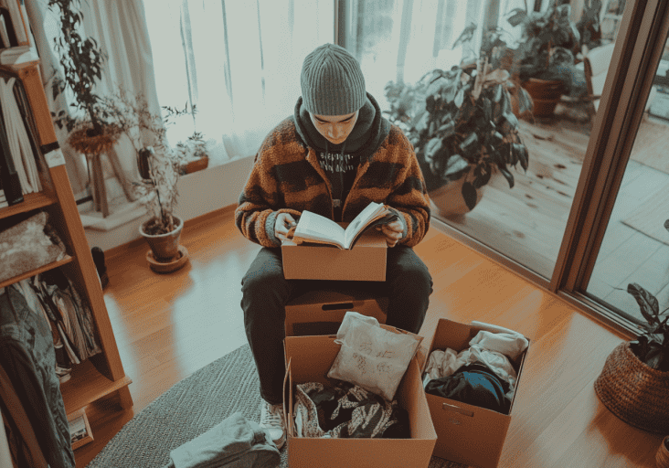 student reading about college packing tips