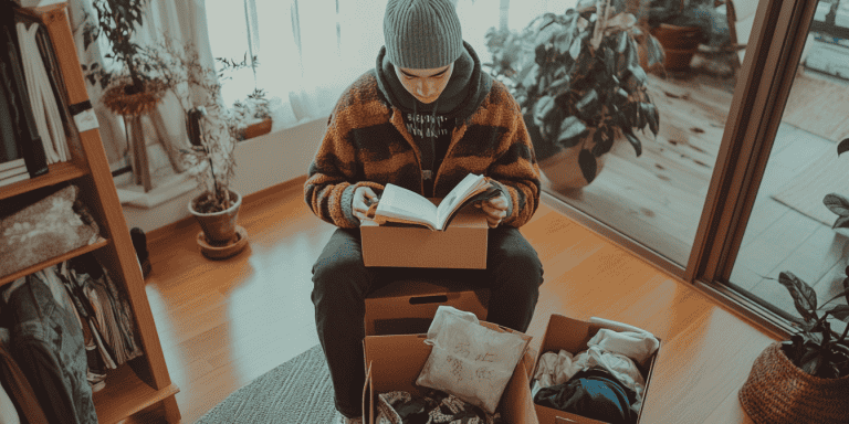 student reading about college packing tips